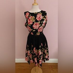 Lindy Bop Floral Black and Pink Dress